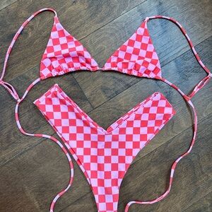 Skatie Pink Checkered Bikini